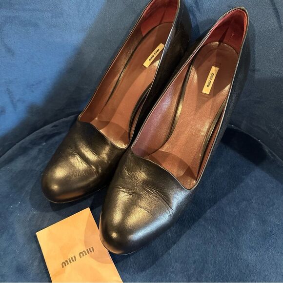 1990s Miu Miu Black High Heels. Size 41 - Picture 2 of 15